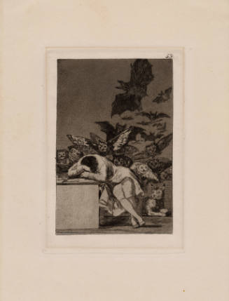 Plate 43 from 'Los Caprichos': The sleep of reason produces monsters (El sueño de la razon produce monstruos)