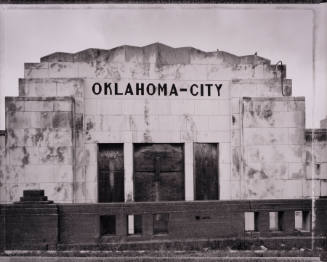 Santa Fe Railroad station as seen from the tracks, Oklahoma City, Oklahoma