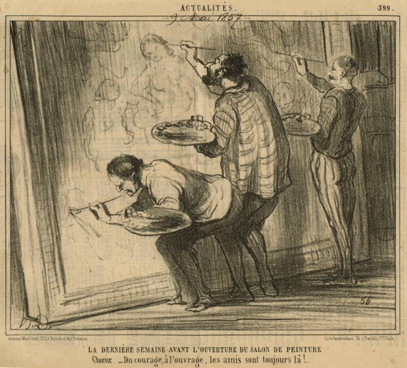 LA DERNIÈRE SEMAINE AVANT L'OUVERTURE DU SALON DE PEINTURE. Choeur. - Du courage, à l'ouvrage, les amis sont toujours là!..