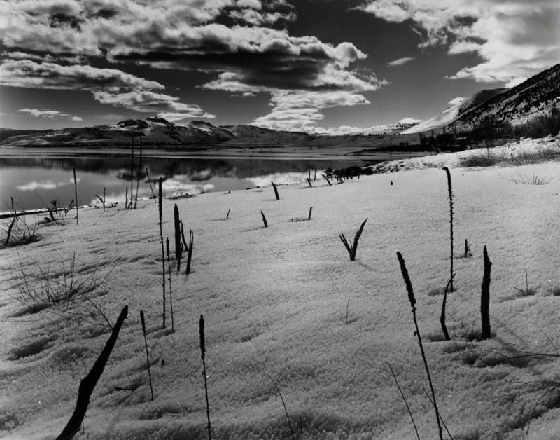 [snow, Mono Lake]