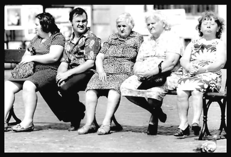 Five on a Bench in Warsaw, Poland