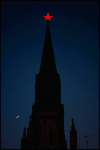 A red star atop a Kremlin tower marks the 70th anniversary of the Bolshevik Revolution, Moscow, Russia