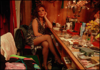 A Russian entertainer in her dressing room before her performance at the Intourist Hotel, Moscow, Russia