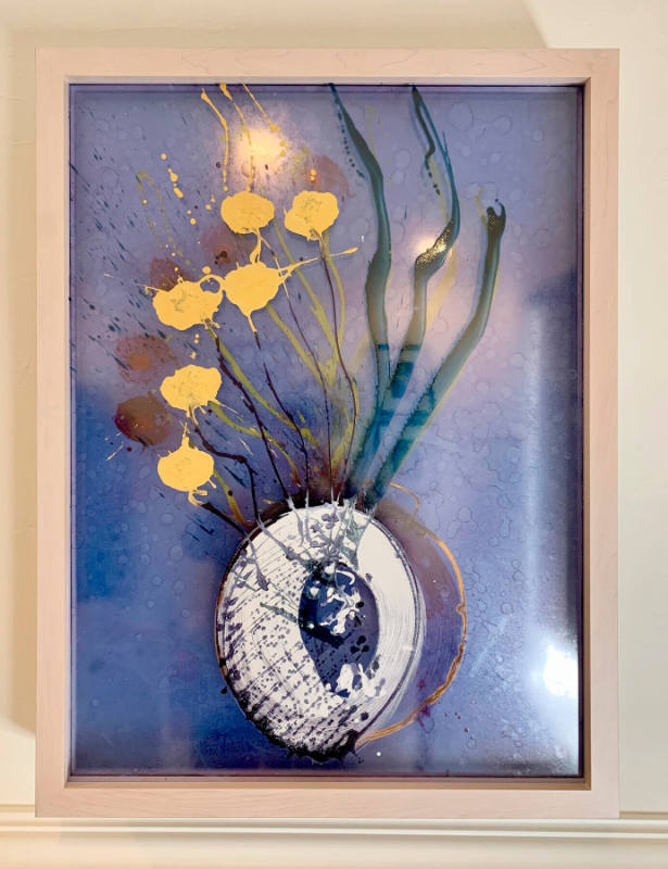 Ikebana Glass on Glass Painting