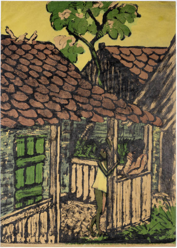 Two Gypsy Children in Front of a Hut