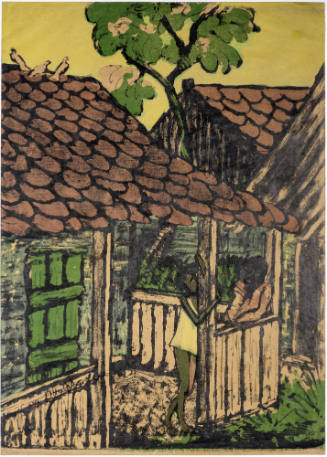 Two Gypsy Children in Front of a Hut