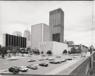 Downtown Oklahoma City looking west from the railroad tracks