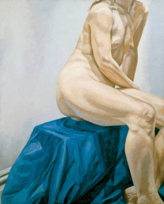 Seated Nude on Blue Drape