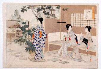 Geishas Smoking Opium in a Garden Pavilion