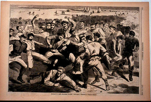 Holiday in Camp - Soldiers Playing 'Foot-Ball" - Sketched by Winslow Homer (Harper's Weekly, Vol. IX)