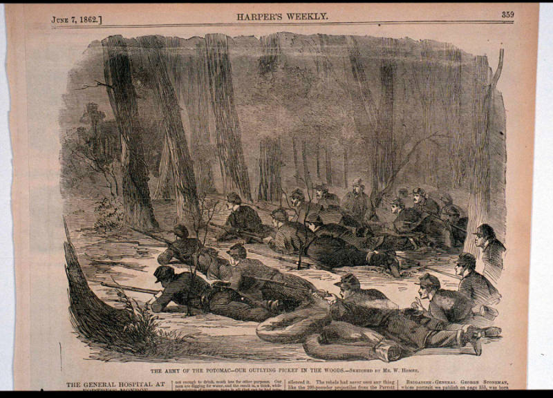 The Army of the Potomac - Our Outlying Picket in the Woods - Sketched by Mr. W. Homer (Harper's Weekly, Vol. VI)