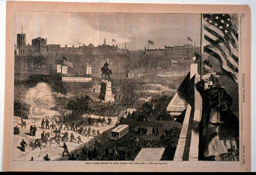 Great Sumter Meeting in Union Square, New York, April 11 (Harper's Weekly, Vol. VII)
