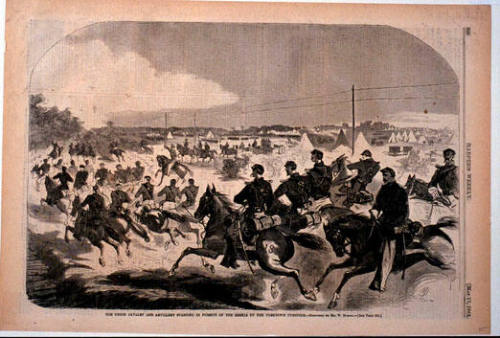 The Union Cavalry and Artillery Starting in Pursuit of the Rebels Up the Yorktown Turnpike - Sketched by Mr. W. Homer (Harper's Weekly, Vol. VI)