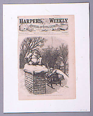 Christmas Eve - Santa Claus Waiting for the Children to Get to Sleep. Harper's Weekly New York, Saturday January 3, 1874. Vol. XVIII-No. 888