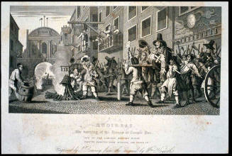 Hudibras. The Burning of Rumps at Temple Bar. (page from a book titled "The Works of William Hogarth")