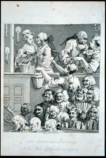 The Laughing Audience. (page from a book titled "The Works of William Hogarth")