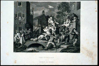 The Election. Plate 4, Chairing the Member. (page from a book titled "The Works of William Hogarth")