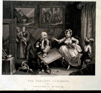 The Harlot's Progress. Plate 2, Quarrels with her Jew Protector