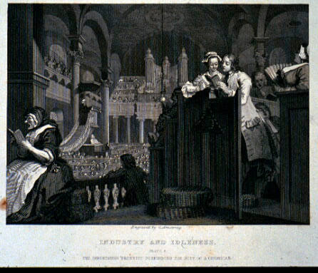 Industry and Idleness, Plate 2, The Industrious 'Prentice Performing the Duty of a Christian