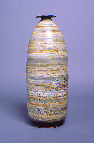 Tall Vessel with Striped Glaze